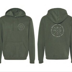 Olive Green Graphic Hoodie for Men